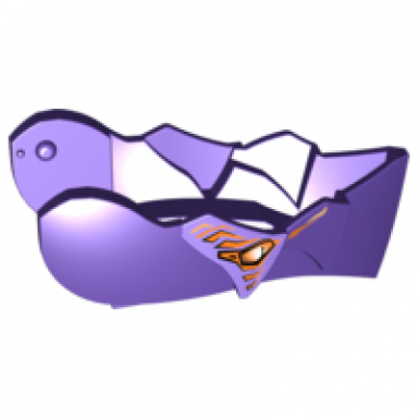 dark purple hero factory creature head jaw without axle hole with orange eyes pattern