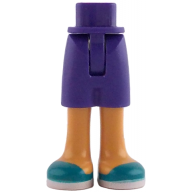 dark purple mini doll hips and shorts with molded nougat legs and printed dark turquoise shoes with white soles pattern - thin hinge