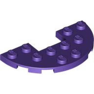 dark purple plate round half 3 x 6 with 1 x 2 cutout