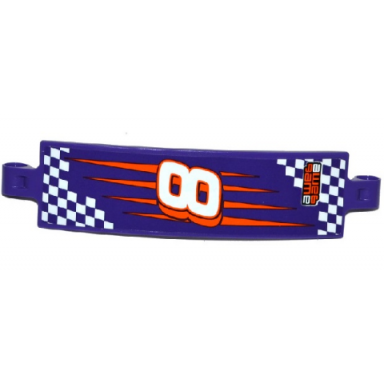 dark purple technic panel curved 3 x 13 with number 8 game and dark purple and white checkered vertical pattern sticker - set 42048