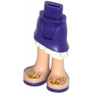 dark purple mini doll hips and asymmetric layered skirt white ruffle light nougat legs and gold feather sandals pattern - thick hinge
