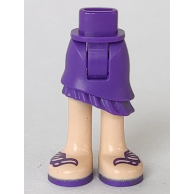 dark purple mini doll hips and asymmetric layered skirt dark purple ruffle light nougat legs and dark purple feather sandals pattern - thick hinge