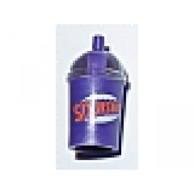 dark purple minifigure utensil cup dome lid cup and straw with trans-clear lid and dark purple and orange squishee pattern