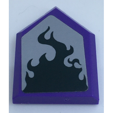 dark purple tile modified 2 x 3 pentagonal with black flame on light bluish gray background pattern sticker - set 41152