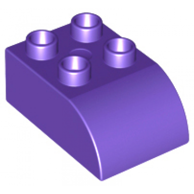 dark purple duplo brick 2 x 3 slope curved