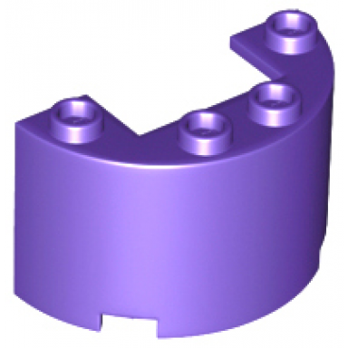 dark purple cylinder half 2 x 4 x 2 with 1 x 2 cutout
