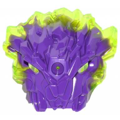 dark purple bionicle mask of corruption with marbled trans-neon green pattern