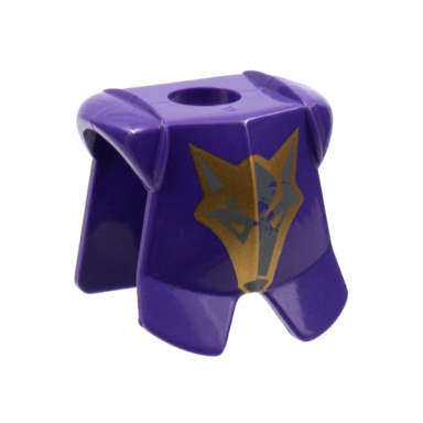 dark purple minifigure armor breastplate with leg protection with danju gold wolf pattern