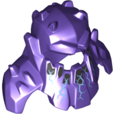 dark purple minifigure headgear head cover armor spiked with shoulder pads electricity shooting down pattern