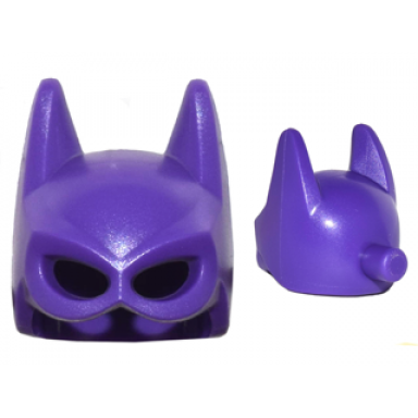 dark purple minifigure headgear mask batgirl with attachment for ponytail