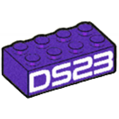 dark purple brick 2 x 4 with white ds23 pattern