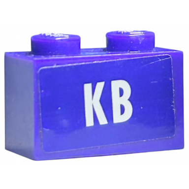 dark purple brick 1 x 2 with white kb pattern sticker - set 4866