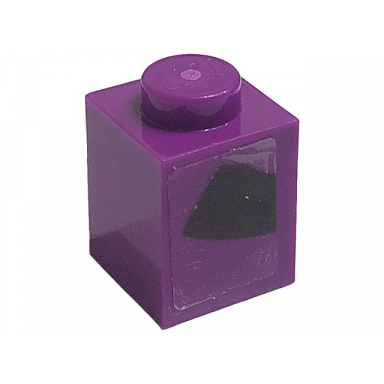 dark purple brick 1 x 1 with black trapezoid stripe pattern model right side sticker - set 76904