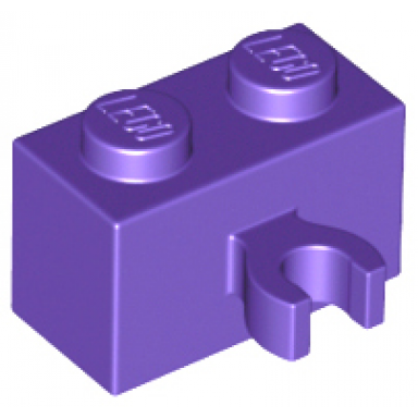 dark purple brick modified 1 x 2 with open o clip thick vertical grip