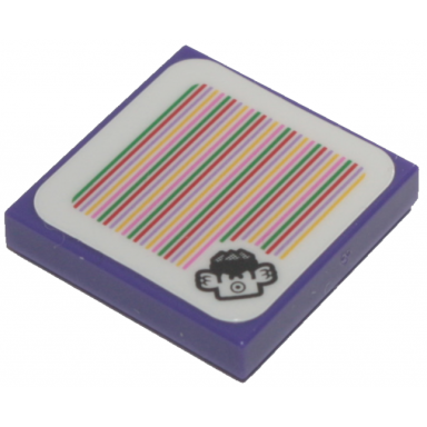dark purple tile 2 x 2 with super mario scanner code spiny cheep cheep pattern sticker - set 71386