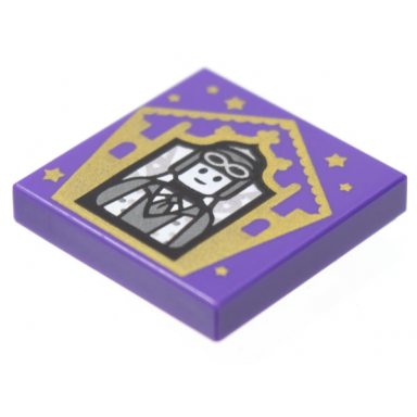 dark purple tile 2 x 2 with hp chocolate frog card jocunda sykes pattern