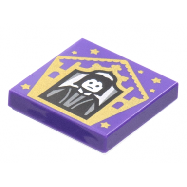 dark purple tile 2 x 2 with hp chocolate frog card severus snape pattern