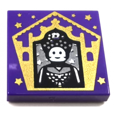 dark purple tile 2 x 2 with hp chocolate frog card seraphina picquery pattern