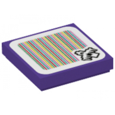dark purple tile 2 x 2 with super mario scanner code bogmire pattern sticker - set 71399