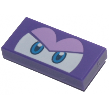 dark purple tile 1 x 2 with blue and white eyes partially closed medium lavender eyelids pattern super mario spiny cheep cheep