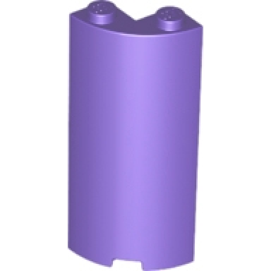 dark purple cylinder quarter 2 x 2 x 5 with 1 x 1 cutout