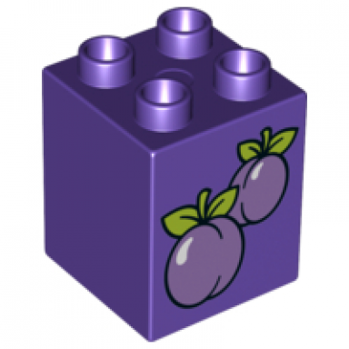 dark purple duplo brick 2 x 2 x 2 with plums pattern
