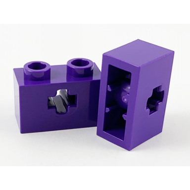 dark purple technic brick 1 x 2 with axle hole and inside side supports