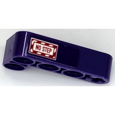 dark purple technic liftarm modified bent thick l-shape 2 x 4 with red and white no step and danger stripes pattern model left side sticker - set 42069