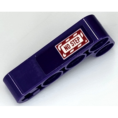 dark purple technic liftarm modified bent thick l-shape 2 x 4 with red and white no step and danger stripes pattern model right side sticker - set 42069