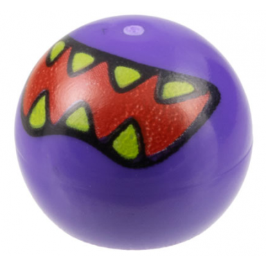 dark purple technic ball joint with red mouth and lime sharp teeth pattern