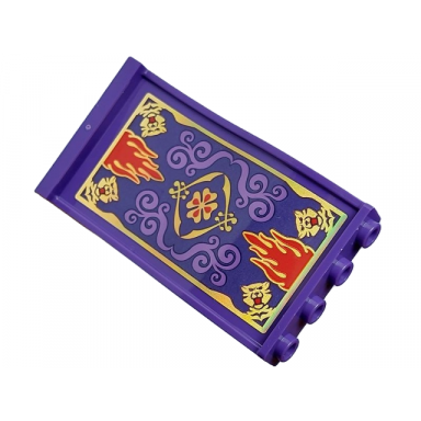 dark purple panel 1 x 4 x 6 wavy with gold red and medium lavender magic carpet pattern on both sides stickers - set 43208