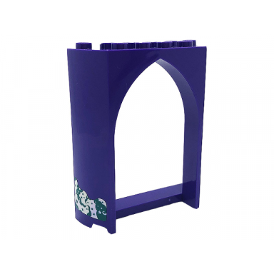 dark purple panel 2 x 6 x 6 with pointed arch with dark turquoise and silver stars and swirls pattern on both sides stickers - set 41685