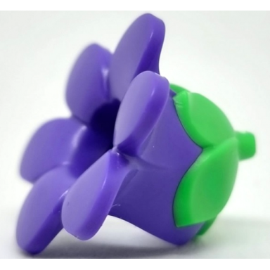 dark purple minifigure headgear head cover costume flower with molded bright green bud pattern