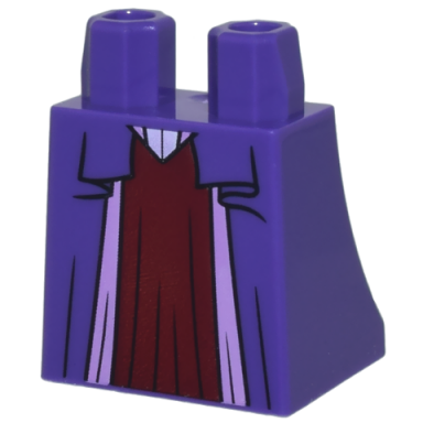 dark purple lower body skirt with medium lavender lining and lavender corset end over dark red underskirt pattern