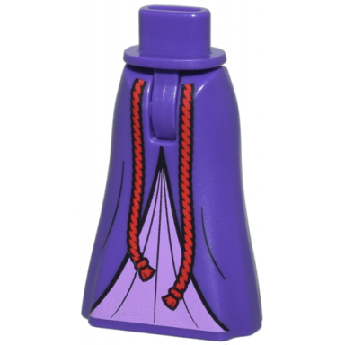 dark purple mini doll hips and skirt full length with medium lavender inset and red rope belt ends pattern - thin hinge