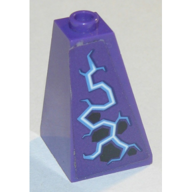 dark purple slope 75 2 x 2 x 3 double convex with dark purple spots and medium blue and white electricity pattern model left side sticker - set 70353