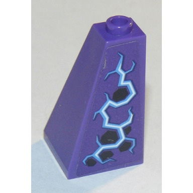 dark purple slope 75 2 x 2 x 3 double convex with dark purple spots and medium blue and white electricity pattern model right side sticker - set 70353
