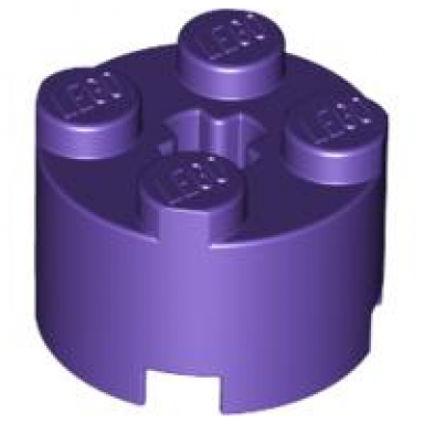 dark purple brick round 2 x 2 with axle hole