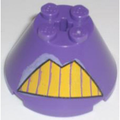 cone 4 x 4 x 2 with axle hole with yellow teeth pattern zurg