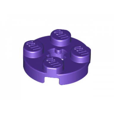 dark purple plate round 2 x 2 with axle hole