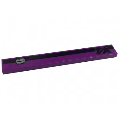 dark purple tile 1 x 8 with black stripe t a and silver car door handle pattern model right side sticker - set 76904