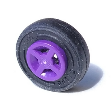 dark purple wheel 8mm d x 6mm with black tire 14mm d x 4mm smooth small single 4624 3139