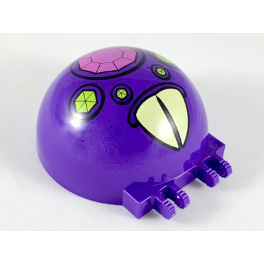 dark purple windscreen 6 x 6 x 3 canopy half sphere with dual 2 fingers with dark pink and lime jewels with large yellowed teeth pattern