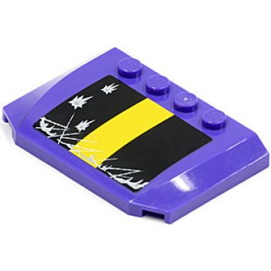 dark purple wedge 4 x 6 x 2 3 triple curved with yellow stripe on black background with damage pattern sticker - set 5982
