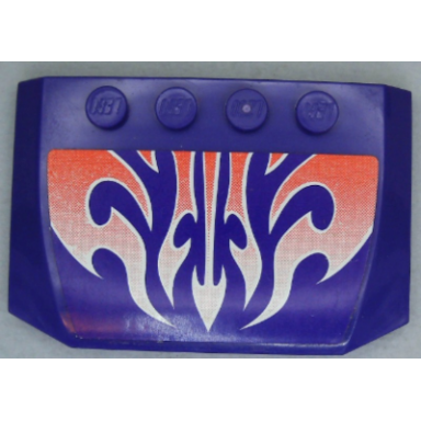 dark purple wedge 4 x 6 x 2 3 triple curved with red and white faded flames pattern sticker - set 8491