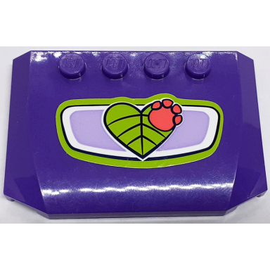dark purple wedge 4 x 6 x 2 3 triple curved with lime heart-shaped leaf and coral paw print pattern sticker - set 41421