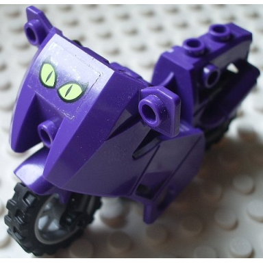 dark purple motorcycle city with black chassis light bluish gray wheels and fairing with cat eyes pattern sticker - set 7779