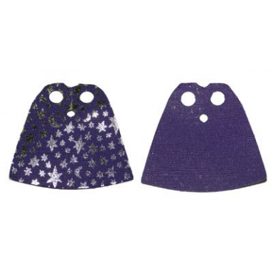 dark purple minifigure cape cloth standard - starched fabric - 4.0cm height with iridescent stars and moons pattern