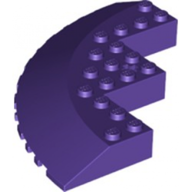 dark purple brick round corner 10 x 10 with slope 33 edge axle hole facet cutout