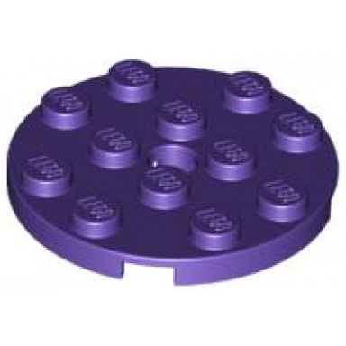 dark purple plate round 4 x 4 with hole